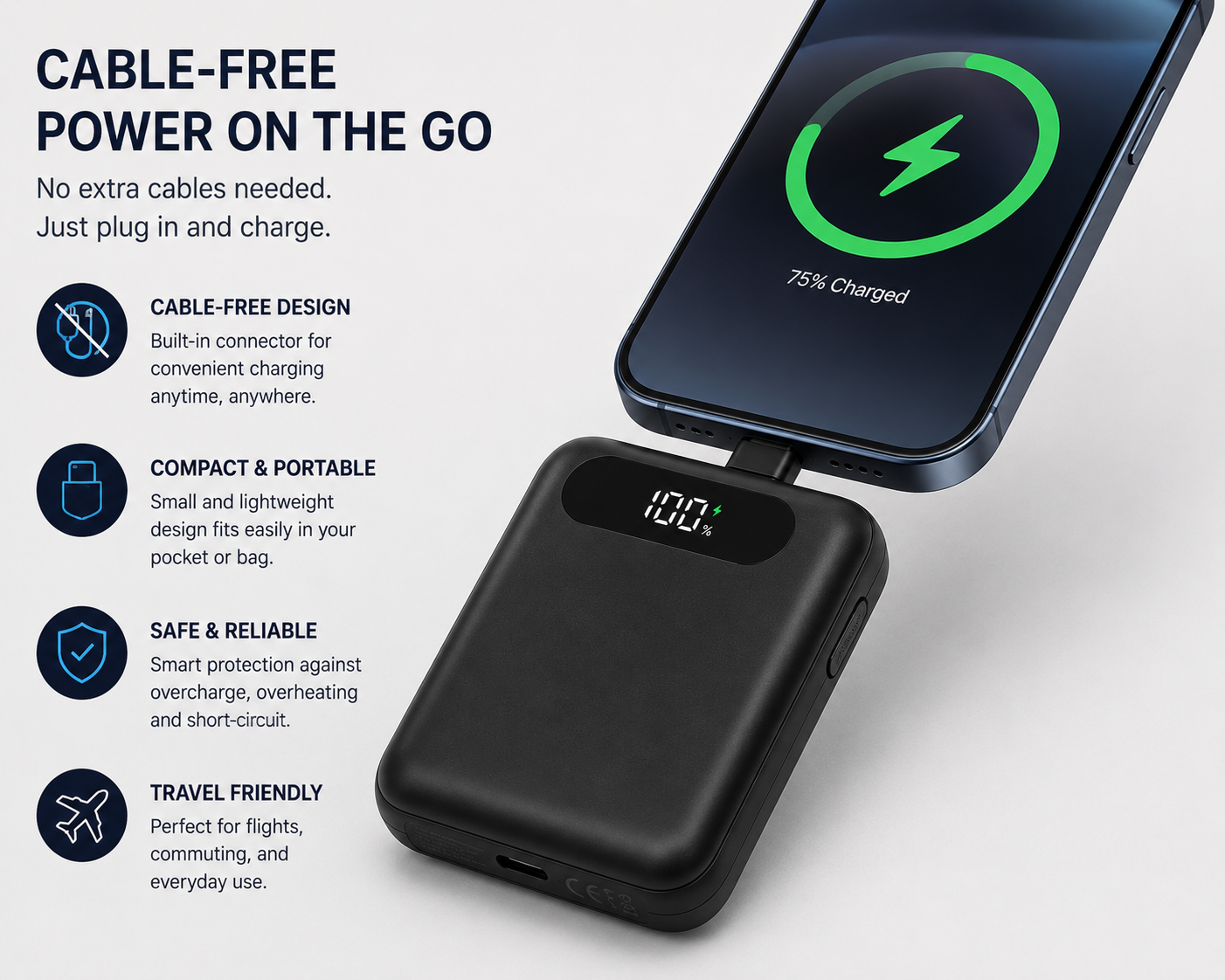 SnapCharge™ Compact Cable-Free Power Bank