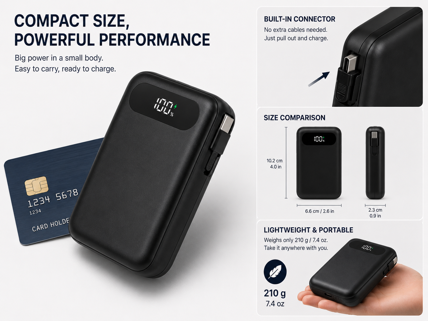 SnapCharge™ Compact Cable-Free Power Bank
