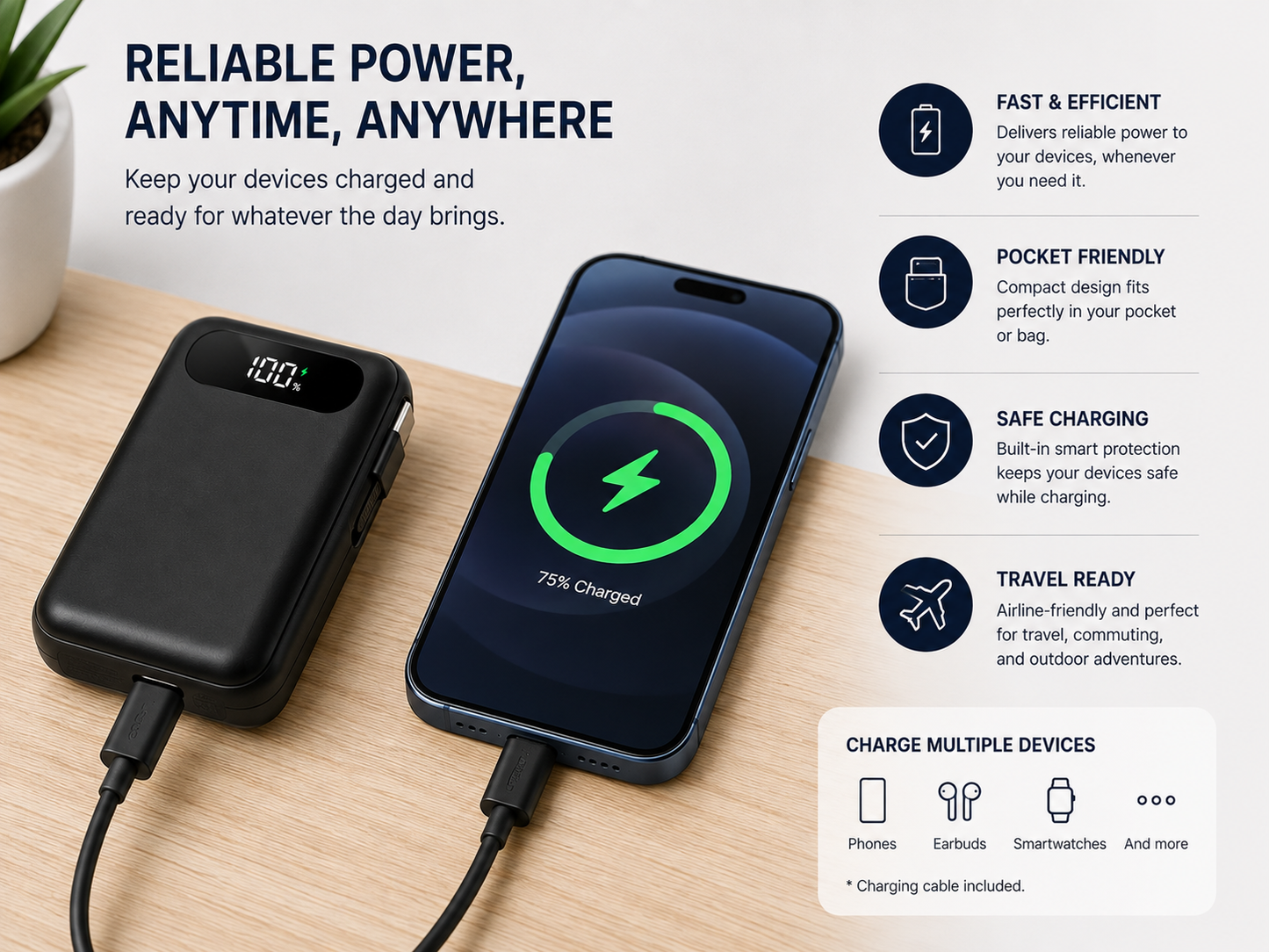 SnapCharge™ Compact Cable-Free Power Bank